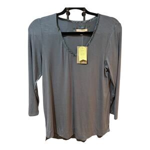 NWT Pure + Good Anthropologie Blue Women’s Sz MED Soft Rayon Spandex Stretch Top